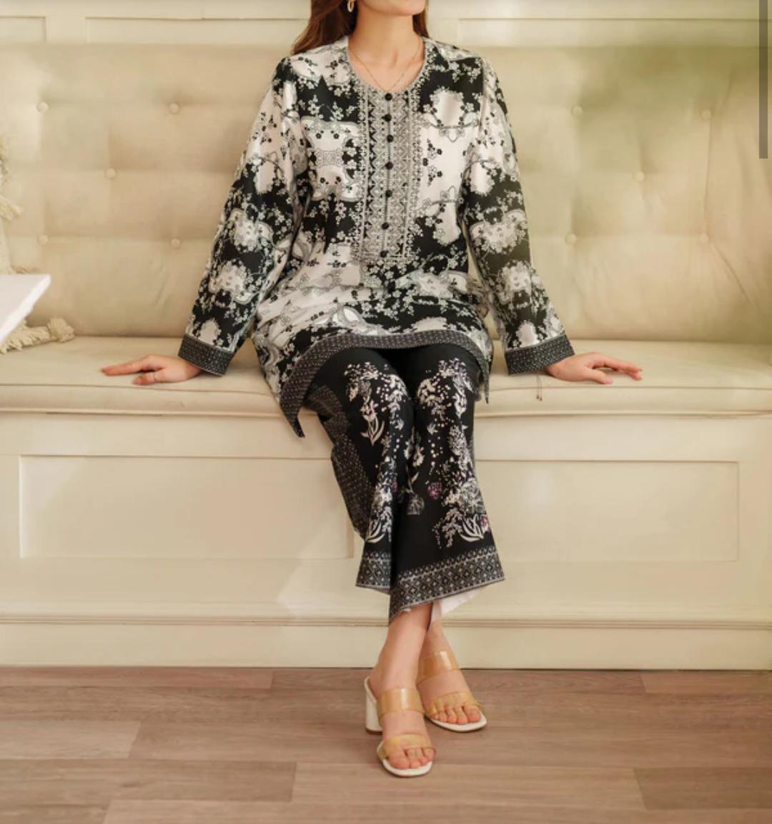 ONYX MONOCHROME Stitched 2-Piece Printed Trouser & Shirt