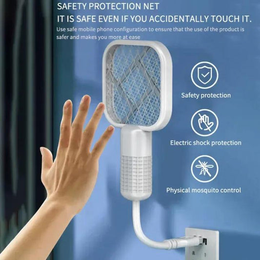 Mini USB Rechargeable Mosquito Racket with UV Light – Portable Electric Bug Zapper & Fly Swatter for Indoor/Outdoor Use, Home, Office, Travel & Camping
