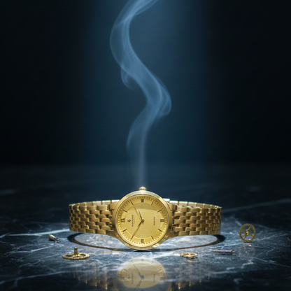 Classic Gold-Plated Men's Quartz Watch - Luxury Inspired Vacheron & Longines Style Dress Watches with Date Display & Link Bracelet