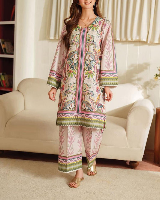Stitched 2 Piece Printed Shirt And Printed Trouser