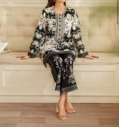 ONYX MONOCHROME Stitched 2-Piece Printed Trouser & Shirt